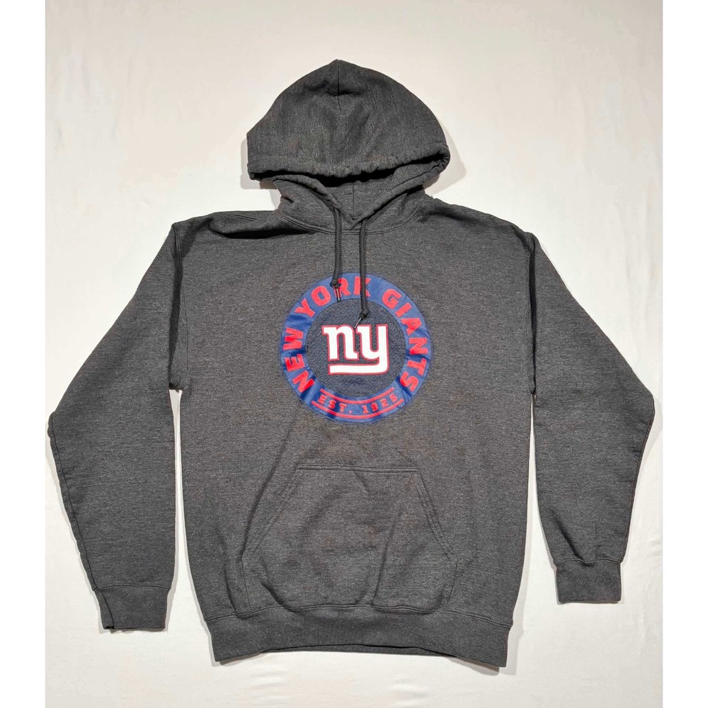 NFL Team Apparel New York Giants Hoodie Charcoal Grey Mens Medium Est 1925 Logo